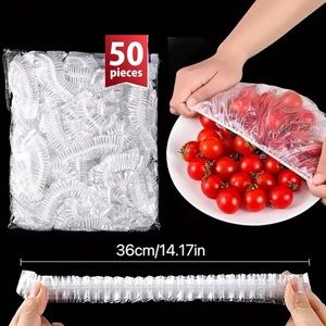 50 Pcs Disposable Elastic Food Cover, For Dish Wrap Clings Film